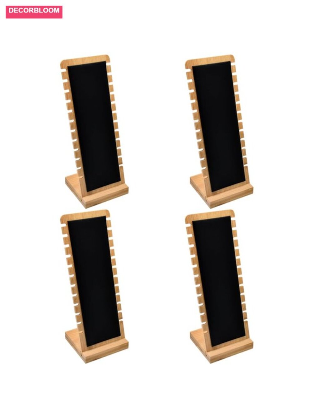 4 Pack Bamboo Necklace Display Boards with Stand Tabletop Jewelry Organizer